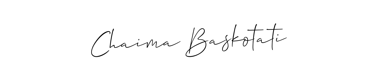 You should practise on your own different ways (Allison_Script) to write your name (Chaima Baskotati) in signature. don't let someone else do it for you. Chaima Baskotati signature style 2 images and pictures png