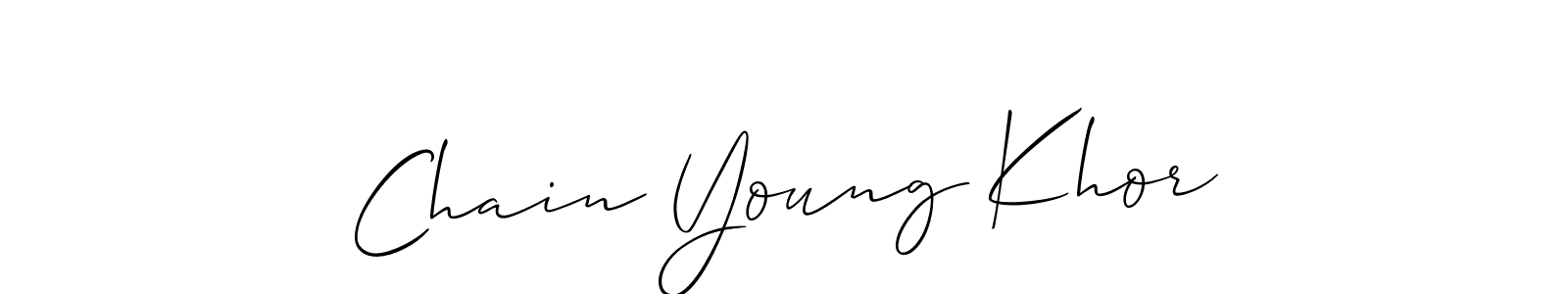 The best way (Allison_Script) to make a short signature is to pick only two or three words in your name. The name Chain Young Khor include a total of six letters. For converting this name. Chain Young Khor signature style 2 images and pictures png
