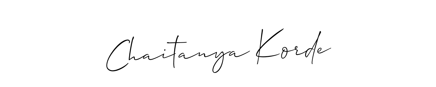How to make Chaitanya Korde name signature. Use Allison_Script style for creating short signs online. This is the latest handwritten sign. Chaitanya Korde signature style 2 images and pictures png