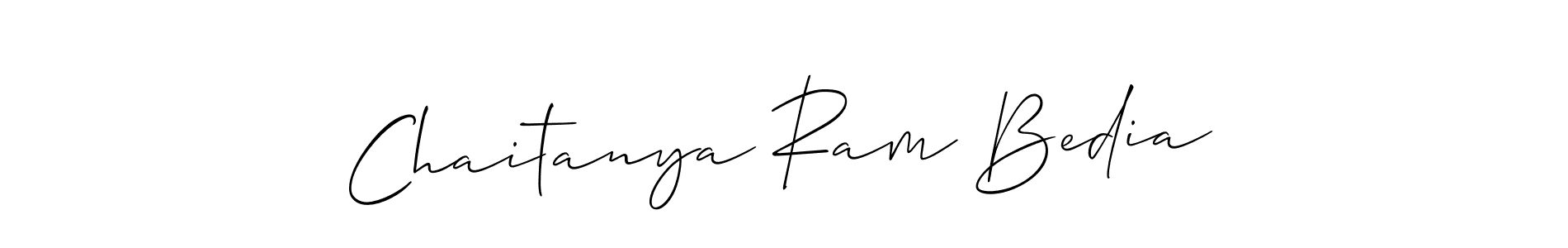 How to make Chaitanya Ram Bedia name signature. Use Allison_Script style for creating short signs online. This is the latest handwritten sign. Chaitanya Ram Bedia signature style 2 images and pictures png