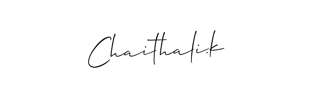 Use a signature maker to create a handwritten signature online. With this signature software, you can design (Allison_Script) your own signature for name Chaithali.k. Chaithali.k signature style 2 images and pictures png