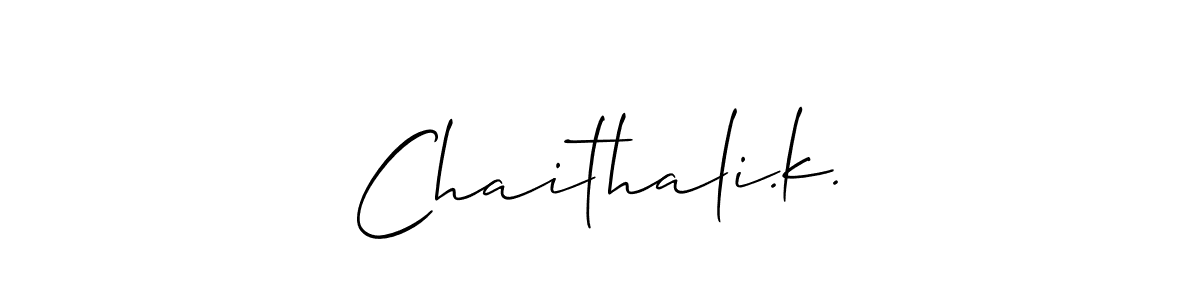 Make a beautiful signature design for name Chaithali.k.. With this signature (Allison_Script) style, you can create a handwritten signature for free. Chaithali.k. signature style 2 images and pictures png