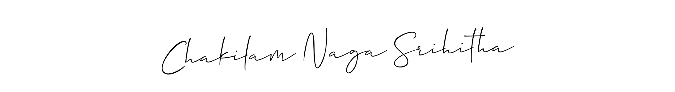 You should practise on your own different ways (Allison_Script) to write your name (Chakilam Naga Srihitha) in signature. don't let someone else do it for you. Chakilam Naga Srihitha signature style 2 images and pictures png