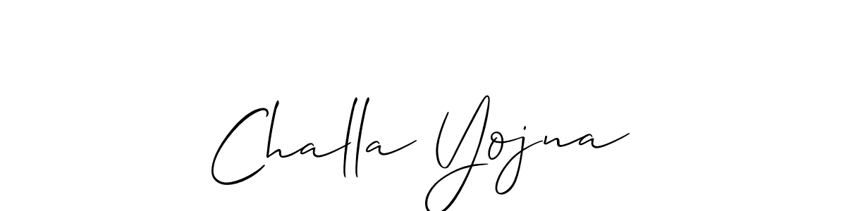 Allison_Script is a professional signature style that is perfect for those who want to add a touch of class to their signature. It is also a great choice for those who want to make their signature more unique. Get Challa Yojna name to fancy signature for free. Challa Yojna signature style 2 images and pictures png
