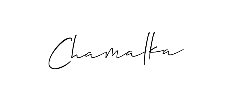 Also we have Chamalka name is the best signature style. Create professional handwritten signature collection using Allison_Script autograph style. Chamalka signature style 2 images and pictures png