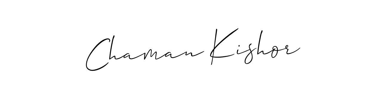 How to make Chaman Kishor name signature. Use Allison_Script style for creating short signs online. This is the latest handwritten sign. Chaman Kishor signature style 2 images and pictures png