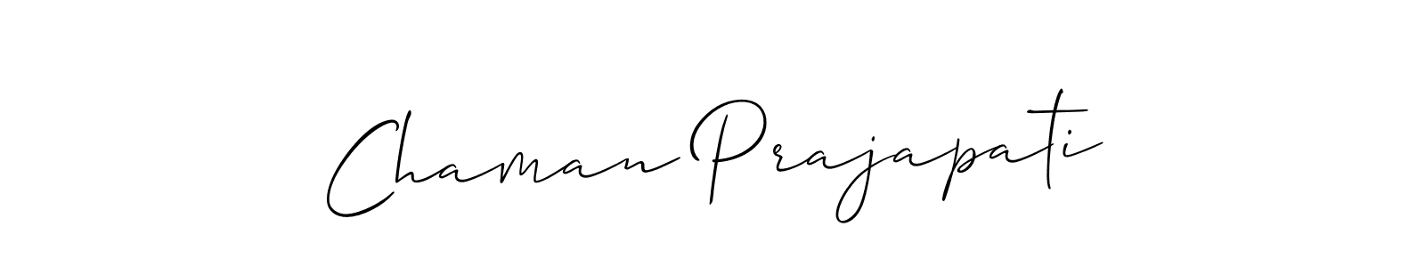 Design your own signature with our free online signature maker. With this signature software, you can create a handwritten (Allison_Script) signature for name Chaman Prajapati. Chaman Prajapati signature style 2 images and pictures png