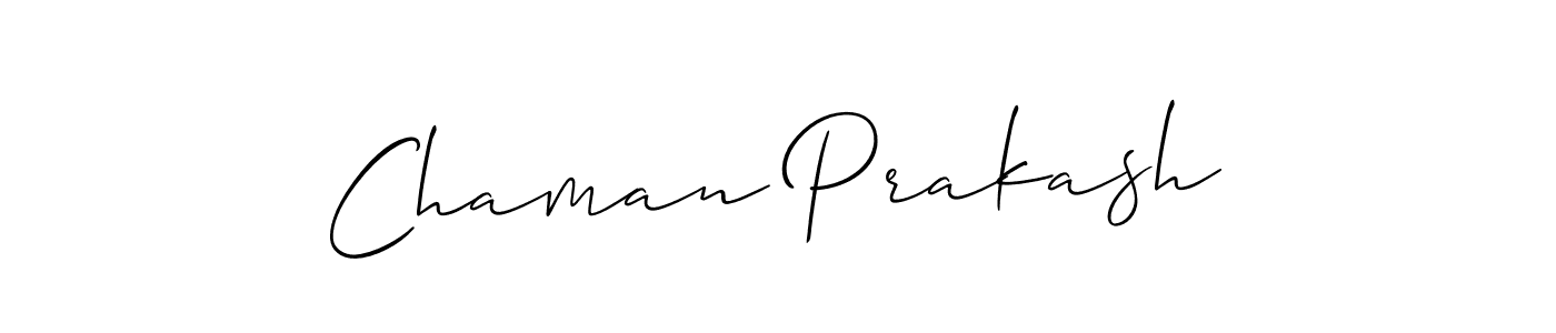 How to make Chaman Prakash name signature. Use Allison_Script style for creating short signs online. This is the latest handwritten sign. Chaman Prakash signature style 2 images and pictures png