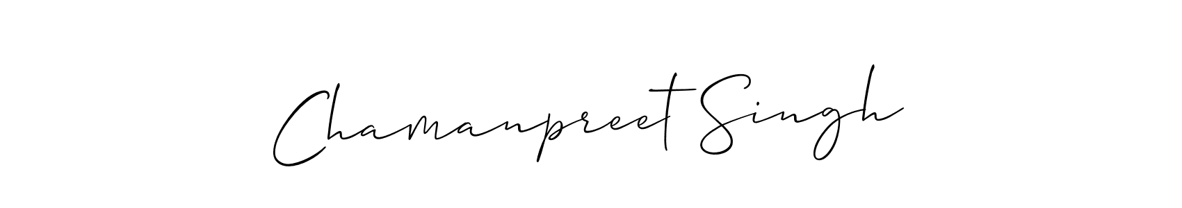 How to make Chamanpreet Singh name signature. Use Allison_Script style for creating short signs online. This is the latest handwritten sign. Chamanpreet Singh signature style 2 images and pictures png