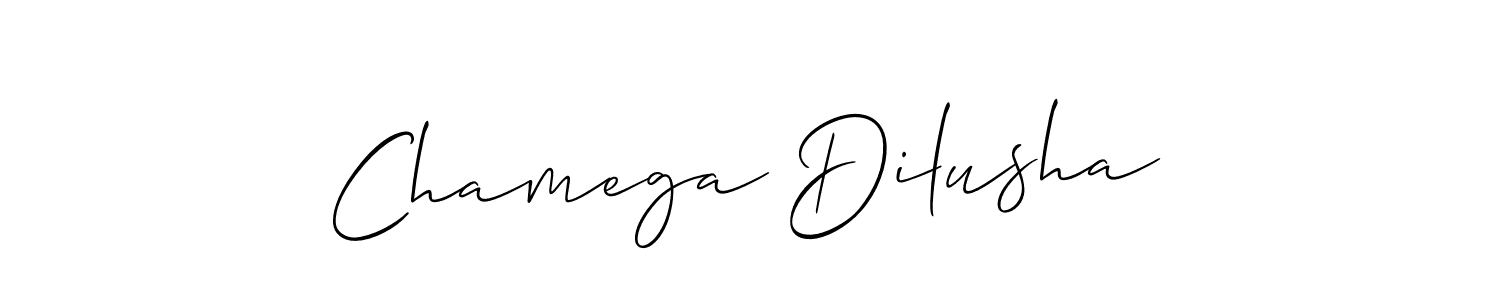Use a signature maker to create a handwritten signature online. With this signature software, you can design (Allison_Script) your own signature for name Chamega Dilusha. Chamega Dilusha signature style 2 images and pictures png