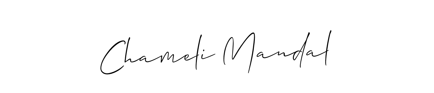 Use a signature maker to create a handwritten signature online. With this signature software, you can design (Allison_Script) your own signature for name Chameli Mandal. Chameli Mandal signature style 2 images and pictures png