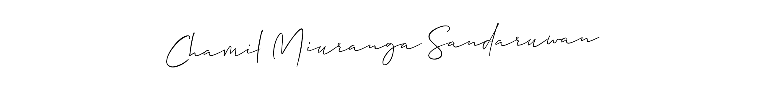 Design your own signature with our free online signature maker. With this signature software, you can create a handwritten (Allison_Script) signature for name Chamil Miuranga Sandaruwan. Chamil Miuranga Sandaruwan signature style 2 images and pictures png