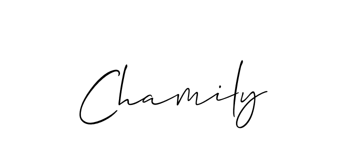 How to make Chamily name signature. Use Allison_Script style for creating short signs online. This is the latest handwritten sign. Chamily signature style 2 images and pictures png