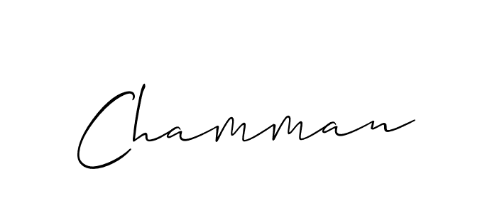 Use a signature maker to create a handwritten signature online. With this signature software, you can design (Allison_Script) your own signature for name Chamman. Chamman signature style 2 images and pictures png