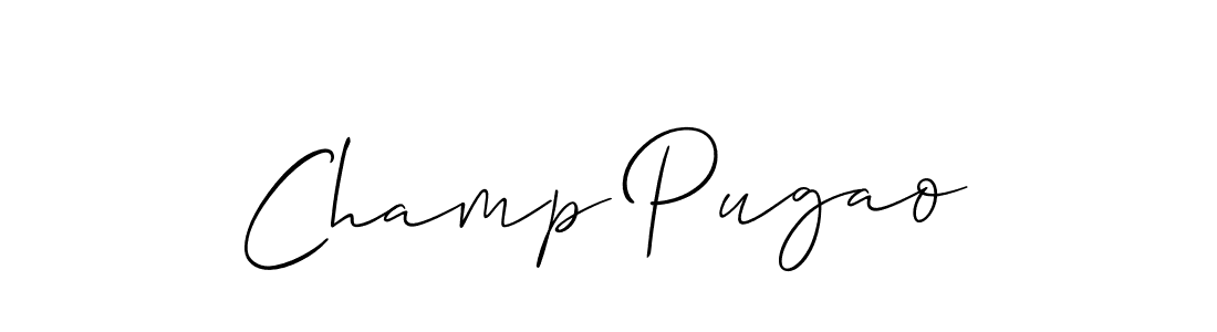 Make a short Champ Pugao signature style. Manage your documents anywhere anytime using Allison_Script. Create and add eSignatures, submit forms, share and send files easily. Champ Pugao signature style 2 images and pictures png