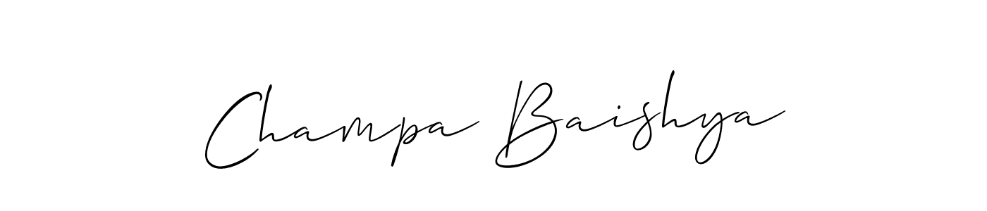 Use a signature maker to create a handwritten signature online. With this signature software, you can design (Allison_Script) your own signature for name Champa Baishya. Champa Baishya signature style 2 images and pictures png