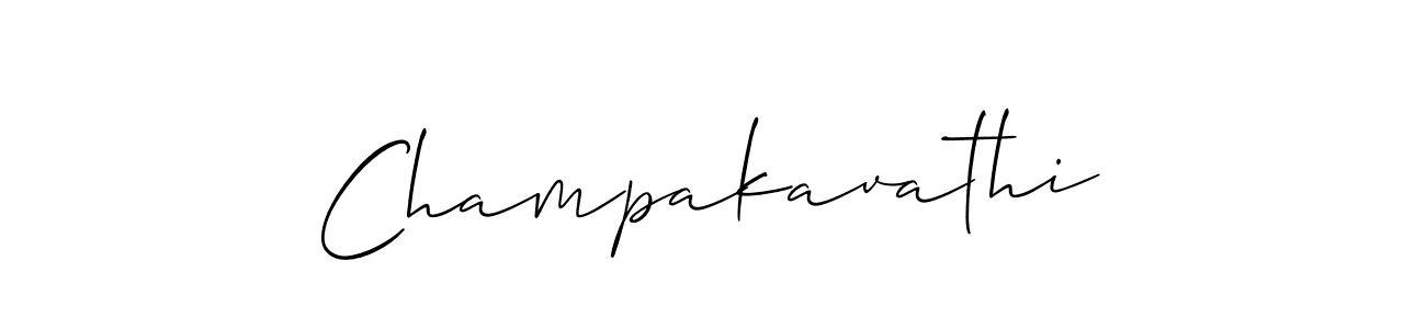 Use a signature maker to create a handwritten signature online. With this signature software, you can design (Allison_Script) your own signature for name Champakavathi. Champakavathi signature style 2 images and pictures png