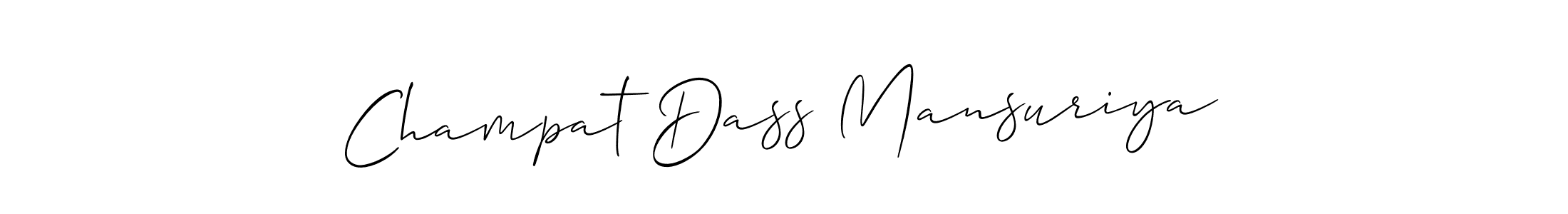How to make Champat Dass Mansuriya signature? Allison_Script is a professional autograph style. Create handwritten signature for Champat Dass Mansuriya name. Champat Dass Mansuriya signature style 2 images and pictures png