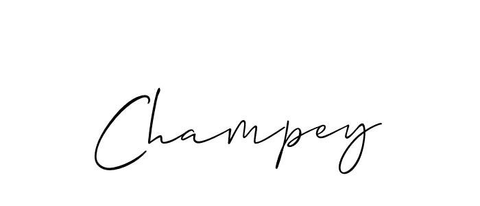 The best way (Allison_Script) to make a short signature is to pick only two or three words in your name. The name Champey include a total of six letters. For converting this name. Champey signature style 2 images and pictures png