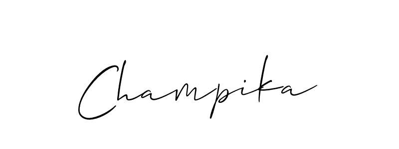 Use a signature maker to create a handwritten signature online. With this signature software, you can design (Allison_Script) your own signature for name Champika. Champika signature style 2 images and pictures png