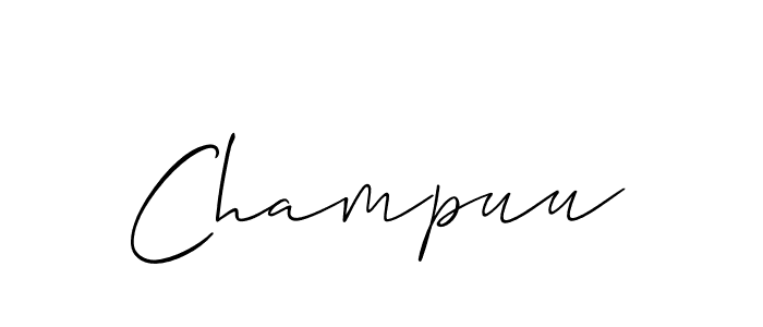 You should practise on your own different ways (Allison_Script) to write your name (Champuu) in signature. don't let someone else do it for you. Champuu signature style 2 images and pictures png