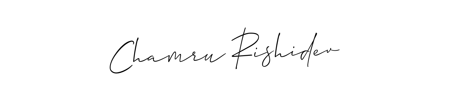 Make a beautiful signature design for name Chamru Rishidev. With this signature (Allison_Script) style, you can create a handwritten signature for free. Chamru Rishidev signature style 2 images and pictures png