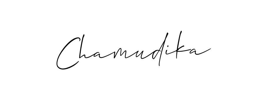 How to make Chamudika name signature. Use Allison_Script style for creating short signs online. This is the latest handwritten sign. Chamudika signature style 2 images and pictures png