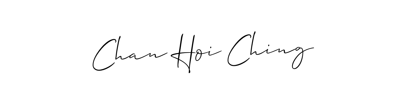 Also You can easily find your signature by using the search form. We will create Chan Hoi Ching name handwritten signature images for you free of cost using Allison_Script sign style. Chan Hoi Ching signature style 2 images and pictures png