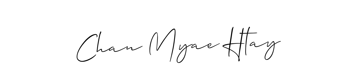The best way (Allison_Script) to make a short signature is to pick only two or three words in your name. The name Chan Myae Htay include a total of six letters. For converting this name. Chan Myae Htay signature style 2 images and pictures png