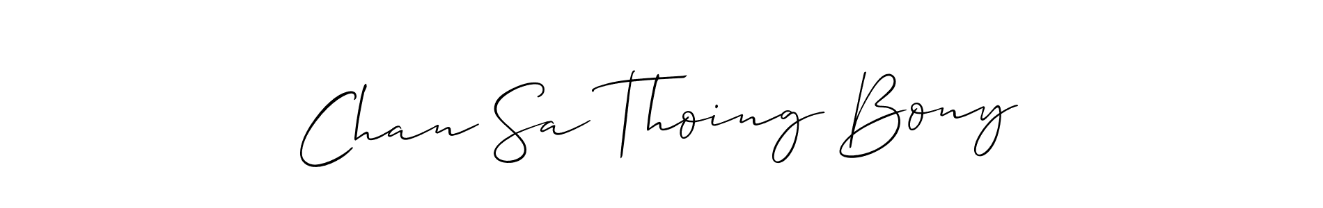 if you are searching for the best signature style for your name Chan Sa Thoing Bony. so please give up your signature search. here we have designed multiple signature styles  using Allison_Script. Chan Sa Thoing Bony signature style 2 images and pictures png