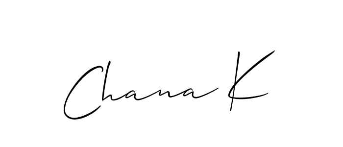 It looks lik you need a new signature style for name Chana K. Design unique handwritten (Allison_Script) signature with our free signature maker in just a few clicks. Chana K signature style 2 images and pictures png