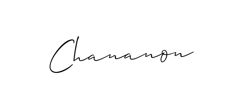 Use a signature maker to create a handwritten signature online. With this signature software, you can design (Allison_Script) your own signature for name Chananon. Chananon signature style 2 images and pictures png