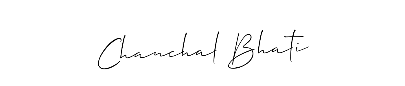 Allison_Script is a professional signature style that is perfect for those who want to add a touch of class to their signature. It is also a great choice for those who want to make their signature more unique. Get Chanchal Bhati name to fancy signature for free. Chanchal Bhati signature style 2 images and pictures png