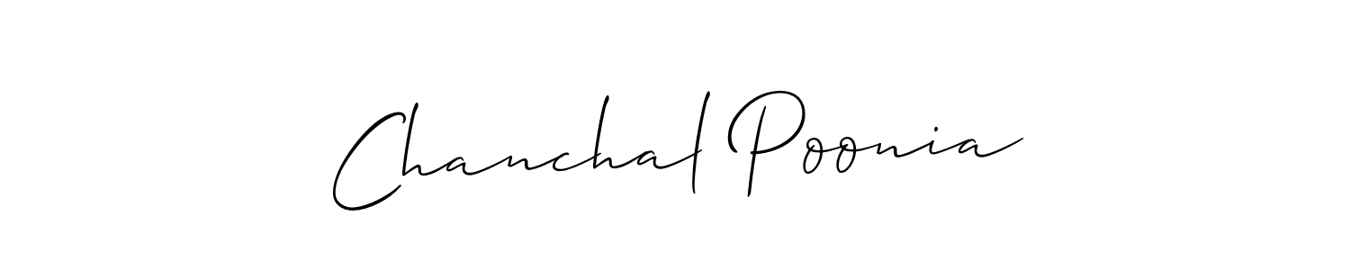 It looks lik you need a new signature style for name Chanchal Poonia. Design unique handwritten (Allison_Script) signature with our free signature maker in just a few clicks. Chanchal Poonia signature style 2 images and pictures png