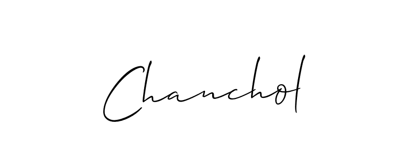 It looks lik you need a new signature style for name Chanchol. Design unique handwritten (Allison_Script) signature with our free signature maker in just a few clicks. Chanchol signature style 2 images and pictures png