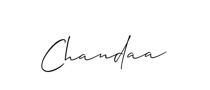 Use a signature maker to create a handwritten signature online. With this signature software, you can design (Allison_Script) your own signature for name Chandaa. Chandaa signature style 2 images and pictures png