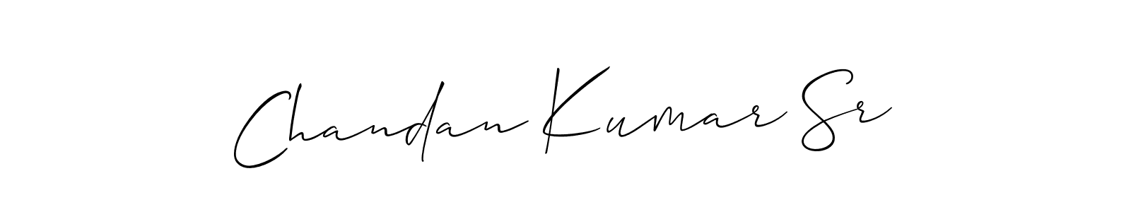 The best way (Allison_Script) to make a short signature is to pick only two or three words in your name. The name Chandan Kumar Sr include a total of six letters. For converting this name. Chandan Kumar Sr signature style 2 images and pictures png