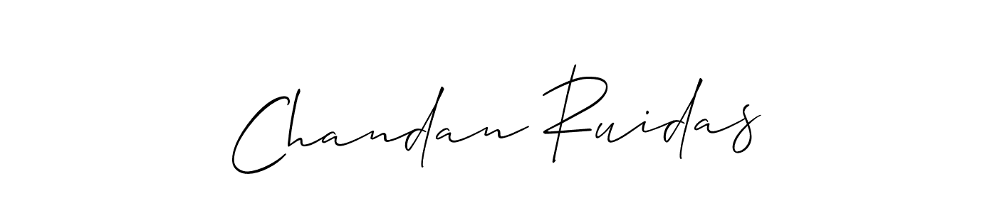 The best way (Allison_Script) to make a short signature is to pick only two or three words in your name. The name Chandan Ruidas include a total of six letters. For converting this name. Chandan Ruidas signature style 2 images and pictures png
