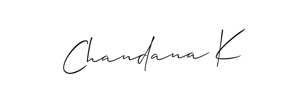 Use a signature maker to create a handwritten signature online. With this signature software, you can design (Allison_Script) your own signature for name Chandana K. Chandana K signature style 2 images and pictures png
