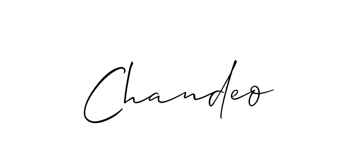 Design your own signature with our free online signature maker. With this signature software, you can create a handwritten (Allison_Script) signature for name Chandeo. Chandeo signature style 2 images and pictures png