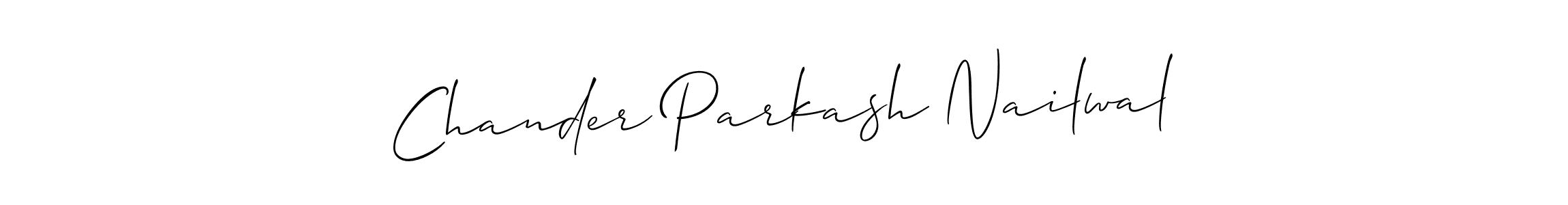 The best way (Allison_Script) to make a short signature is to pick only two or three words in your name. The name Chander Parkash Nailwal include a total of six letters. For converting this name. Chander Parkash Nailwal signature style 2 images and pictures png