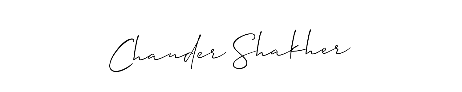 if you are searching for the best signature style for your name Chander Shakher. so please give up your signature search. here we have designed multiple signature styles  using Allison_Script. Chander Shakher signature style 2 images and pictures png