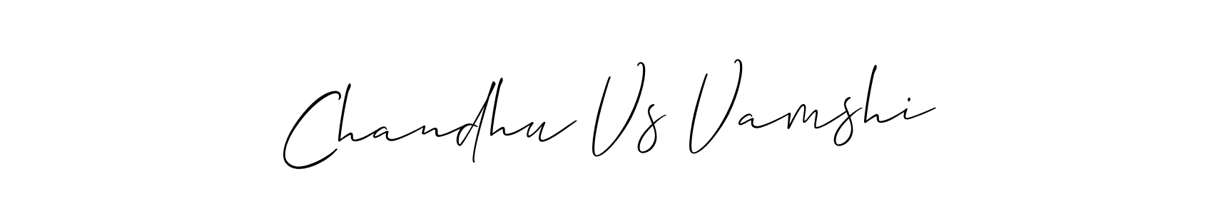 Use a signature maker to create a handwritten signature online. With this signature software, you can design (Allison_Script) your own signature for name Chandhu Vs Vamshi. Chandhu Vs Vamshi signature style 2 images and pictures png