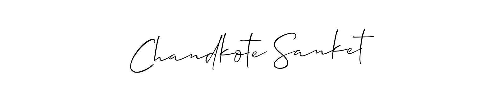 The best way (Allison_Script) to make a short signature is to pick only two or three words in your name. The name Chandkote Sanket include a total of six letters. For converting this name. Chandkote Sanket signature style 2 images and pictures png