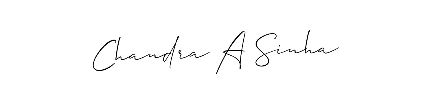 How to make Chandra A Sinha name signature. Use Allison_Script style for creating short signs online. This is the latest handwritten sign. Chandra A Sinha signature style 2 images and pictures png