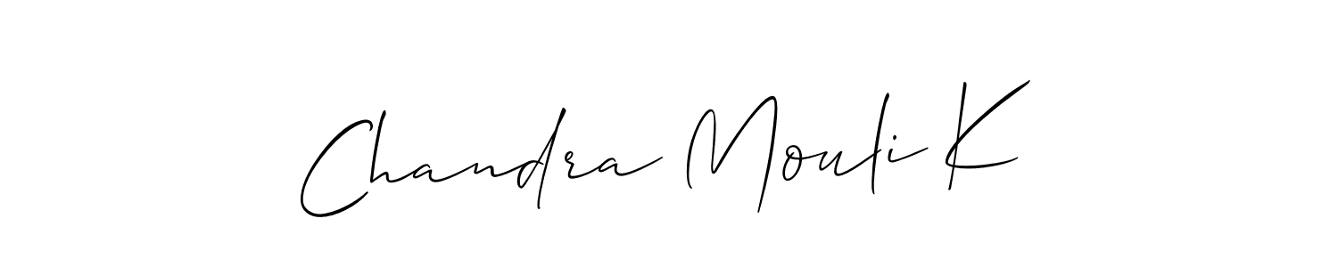 It looks lik you need a new signature style for name Chandra Mouli K. Design unique handwritten (Allison_Script) signature with our free signature maker in just a few clicks. Chandra Mouli K signature style 2 images and pictures png