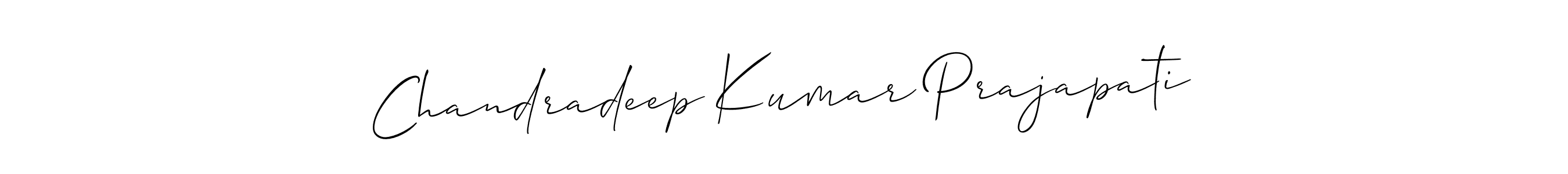 It looks lik you need a new signature style for name Chandradeep Kumar Prajapati. Design unique handwritten (Allison_Script) signature with our free signature maker in just a few clicks. Chandradeep Kumar Prajapati signature style 2 images and pictures png