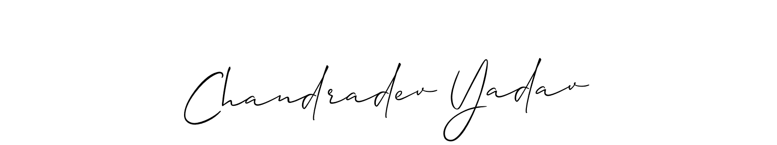 Use a signature maker to create a handwritten signature online. With this signature software, you can design (Allison_Script) your own signature for name Chandradev Yadav. Chandradev Yadav signature style 2 images and pictures png