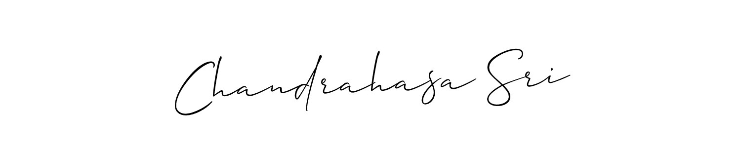 How to make Chandrahasa Sri name signature. Use Allison_Script style for creating short signs online. This is the latest handwritten sign. Chandrahasa Sri signature style 2 images and pictures png