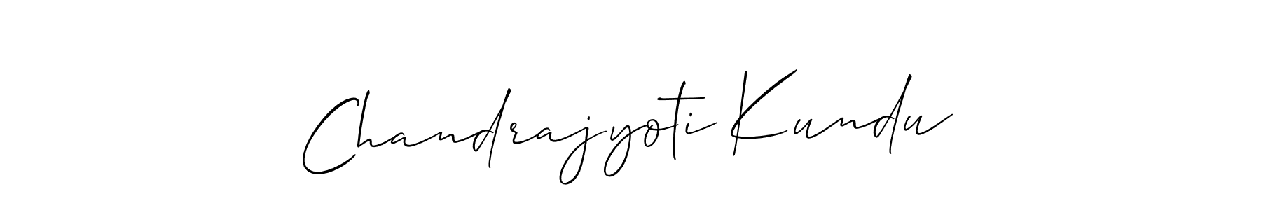 How to make Chandrajyoti Kundu name signature. Use Allison_Script style for creating short signs online. This is the latest handwritten sign. Chandrajyoti Kundu signature style 2 images and pictures png